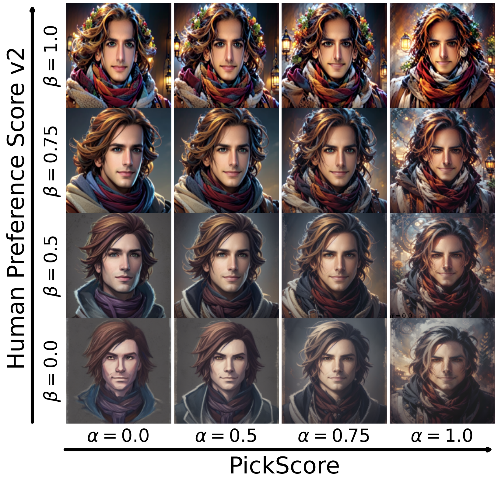 Interpolating between reward functions by taking a linear combination of LoRA parameters.